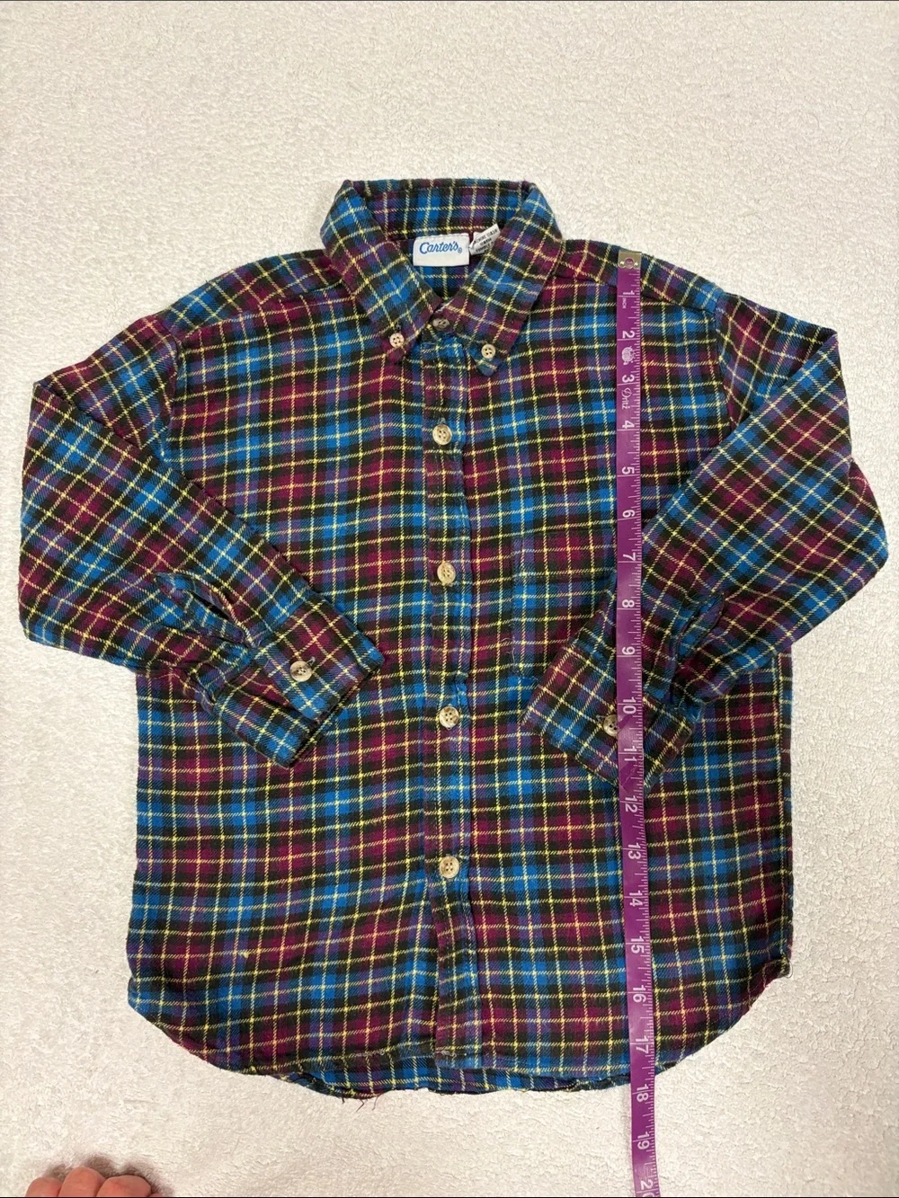 Carter's vintage Plaid flannel Button-Down Shirt purple blue 5